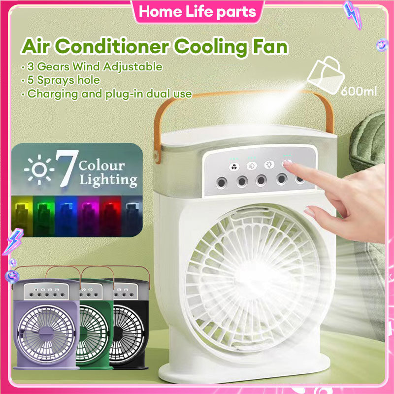 Portable USB Air Conditioner - Cooling Fan With 5 Sprays 7 Color Light 600ML Water Tank Spray Mist Air Cooler Humidifiers - Image 5