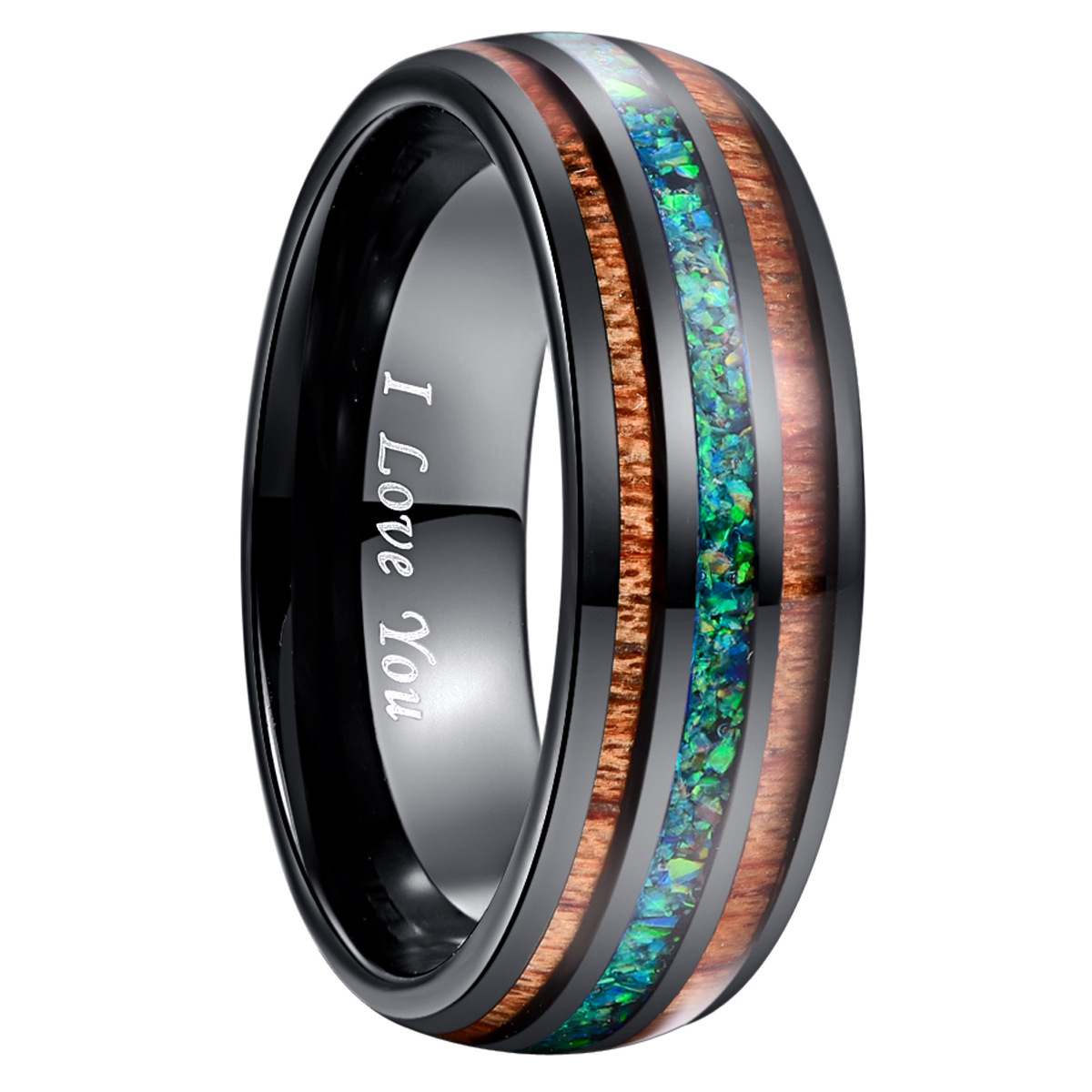Blue Opal Tungsten Ring Men - Image 3