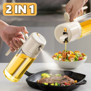 2 In 1 Oil Sprayer Bottle - BBQ, Cooking, Oil Dispenser, Olive Oil, Pourers, Sprayer, Kitchen, Baking Oil, Mister, Vinegar Bottle