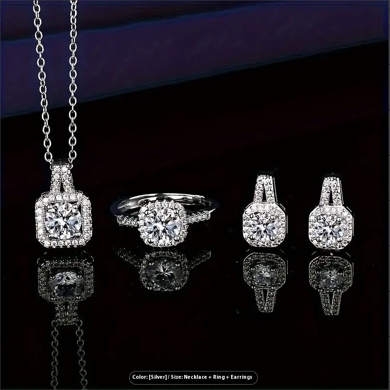 S925 Sterling Silver Natural Stone Earrings Set Necklace