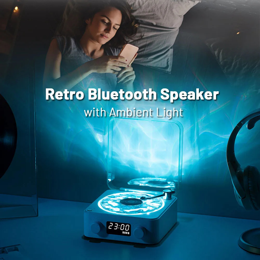 Retro Turntable Speaker Wireless Bluetooth-compatible 5.0 Vinyl Record Player Stereo Sound With White Noise RGB Projection Lamp Effect - Image 8