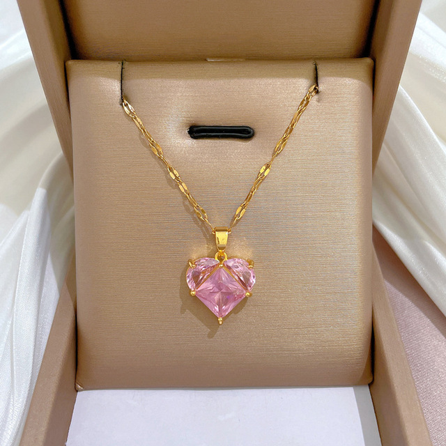 Necklace With Pink Heart