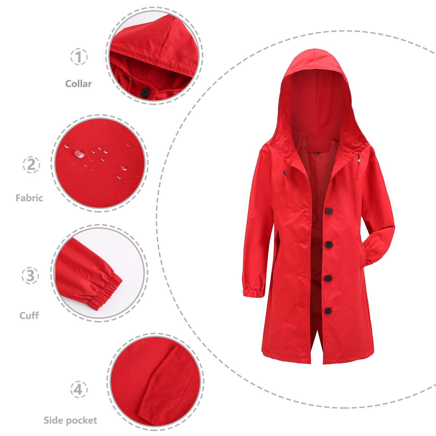 Waterproof Anorak Women's Casual Long Coat - Image 8