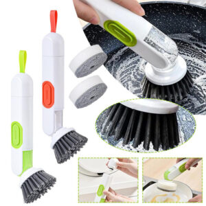 Multi-Functional Long-Handle Liquid-Filled Cleaning Brush - Washing Up Brushes With Liquid Dispenser, Two Replacement Heads For Kitchen Cleaning, Brush, Gadgets