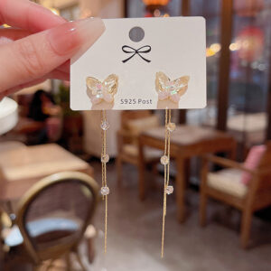 Earrings With Butterfly And Fringes