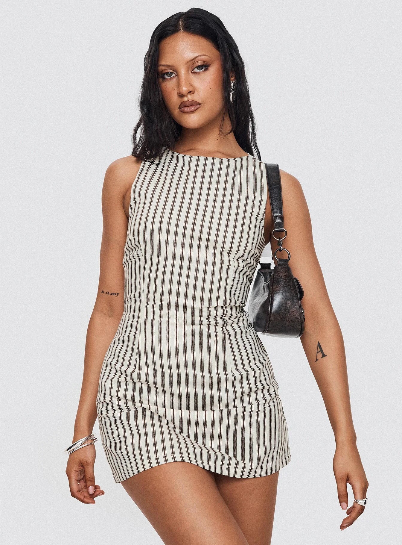 Round-neck Comfortable Casual Striped Sleeveless Dress - Image 5