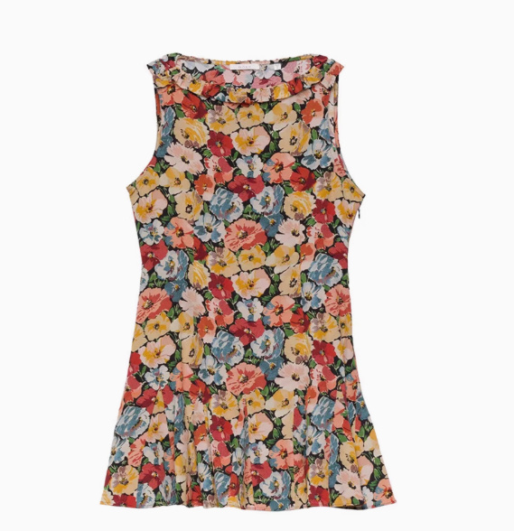 Sleeveless Short Dress Silk Floral Vacation Style French Style - Image 2