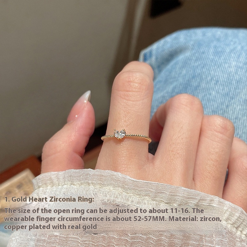 Women's Fashion Personality Loving Heart Zircon Ring - Image 2