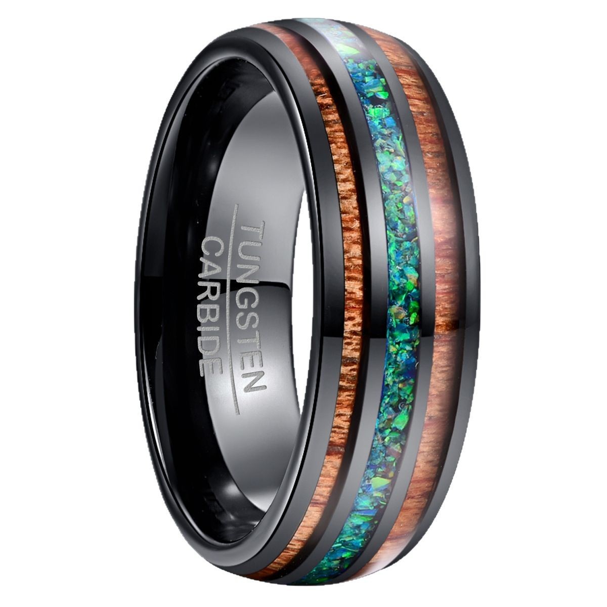 Blue Opal Tungsten Ring Men - Image 4