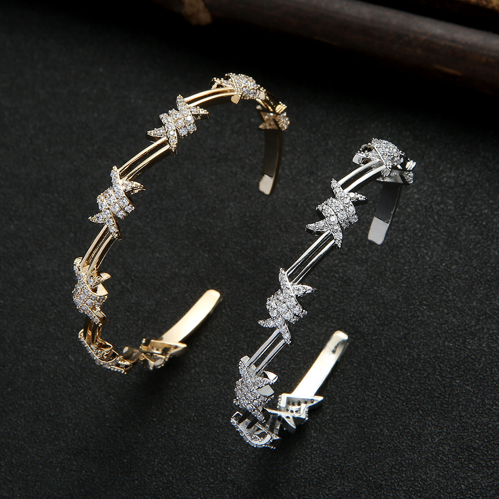 Geometric Zircon Open-ended Bracelet Formal Dress Accessories