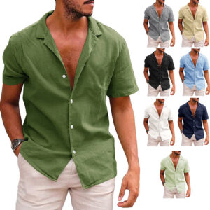 Men's Tops Casual Button Down Shirt Short Sleeve Beach Shirt Summer Mens Clothing