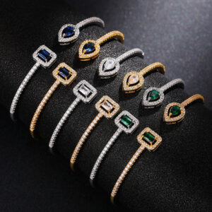 Temperament Famous Brand Simple Copper Inlaid Zircon Open Adjustable Bracelet