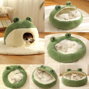 Pet Cat Dog Nest, Little Frog Series, Warm, Plush Mat, Autumn, Winter, Pet House, Full Package Nest For Small Cats, Dogs Within 5KG