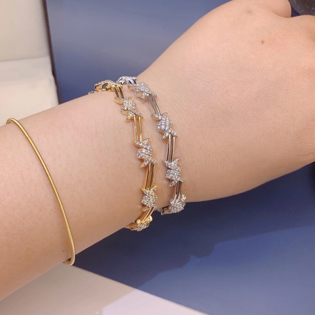 Geometric Zircon Open-ended Bracelet Formal Dress Accessories - Image 2