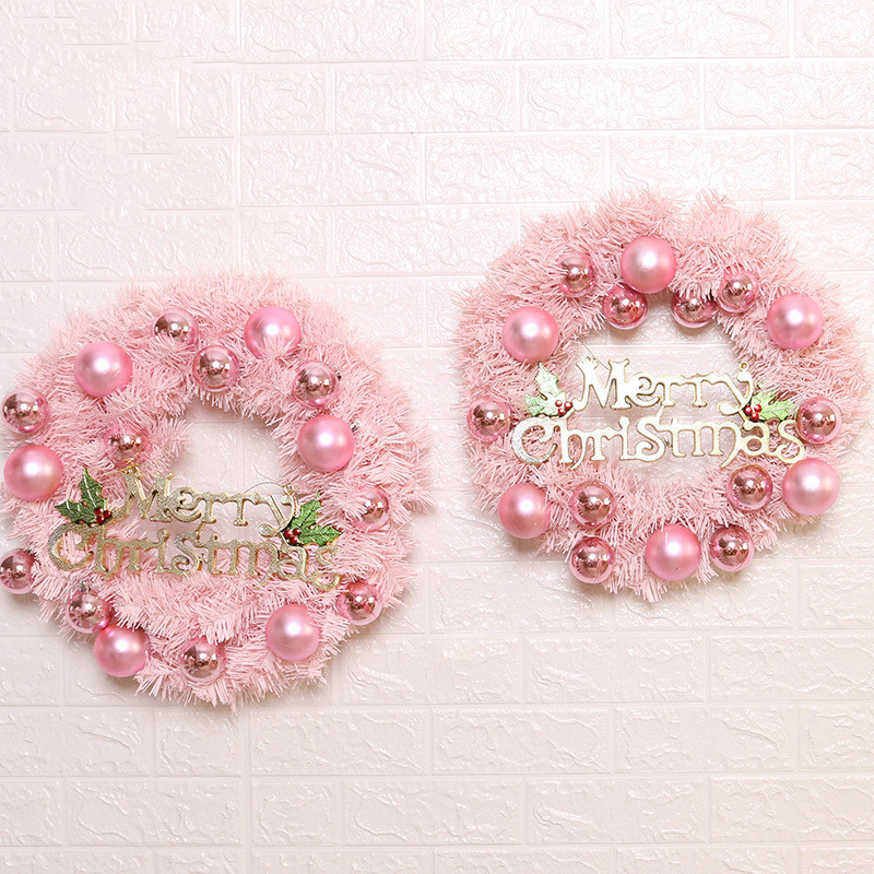 Christmas Decoration Pink Wreath, Window Decoration Pink Wreath