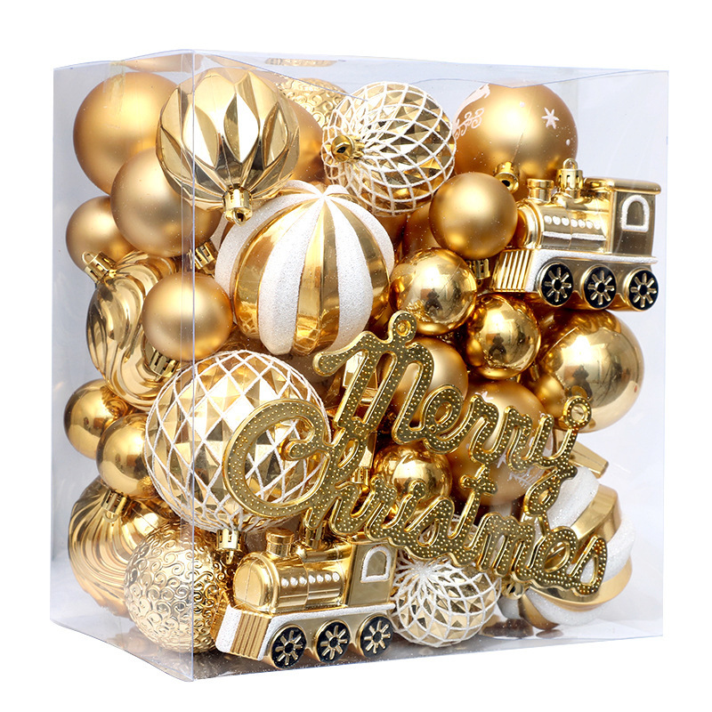 Christmas Platinum Painted Christmas Ball Set Hanging Ornaments - Image 3