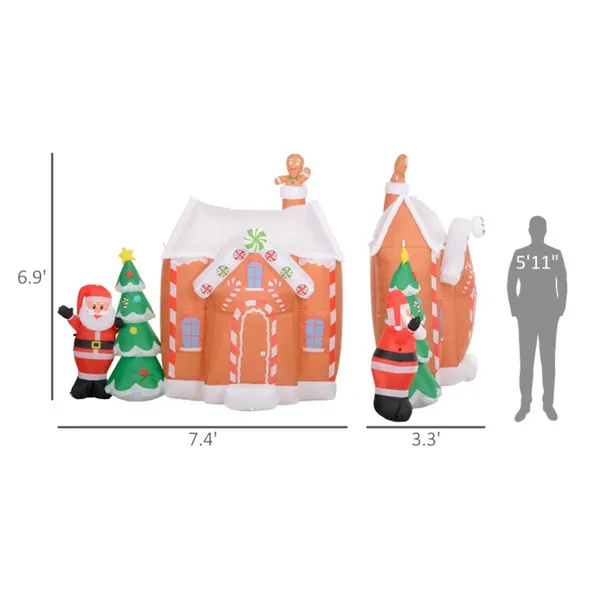 Inflatable Christmas Gingerbread House and Snowman - Image 3
