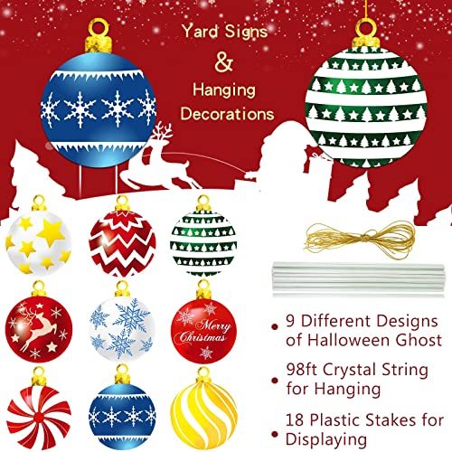 9Pcs Christmas Yard Signs With Stakes And Cords Christmas Balls Yard Signs Decorations For Outdoor Yard Porch Tree Lawn Decorations Xmas Party Decor-Ban On Selling On Amazon - Image 5