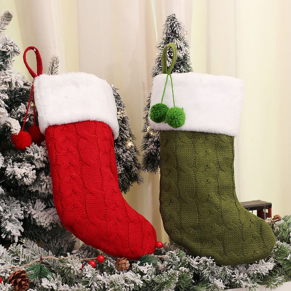 New Christmas Ornaments Knitted Striped Wool Socks - Image 6
