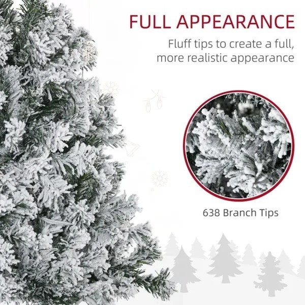 6 ft Christmas Trees, With Snow Frosted Branches, Warm White LED Lights - Image 4