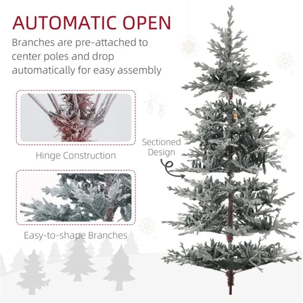 6 ft Wide Nordic Pine Shape, Snow-Flocked Branches Christmas Tree - Image 2