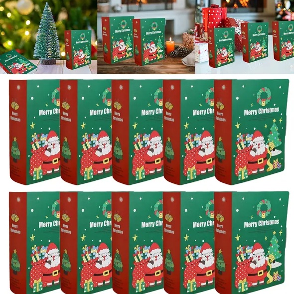 10 Pcs Christmas Candy Boxes Merry Christmas Santa Claus Xmas Tree Storybook Box Cookie Goodie Paper Treat Box For Christmas Gift Wrapping Holiday Party Supplies - Image 4