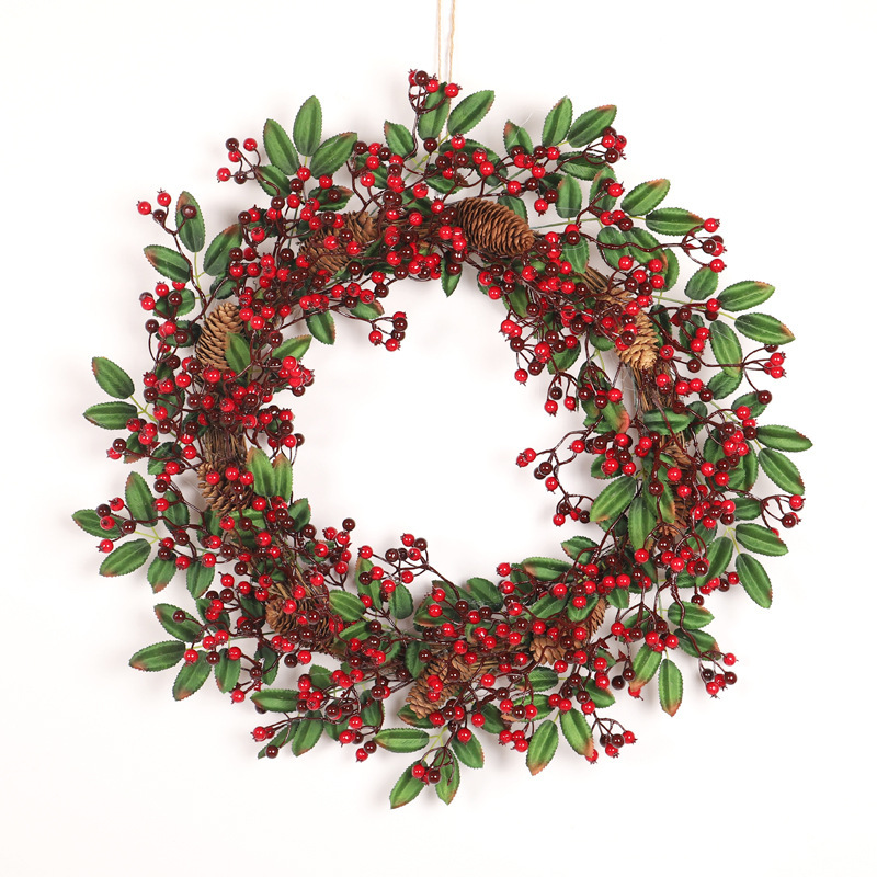 Plastic Simulation Red Berry Christmas Wreath - Image 5