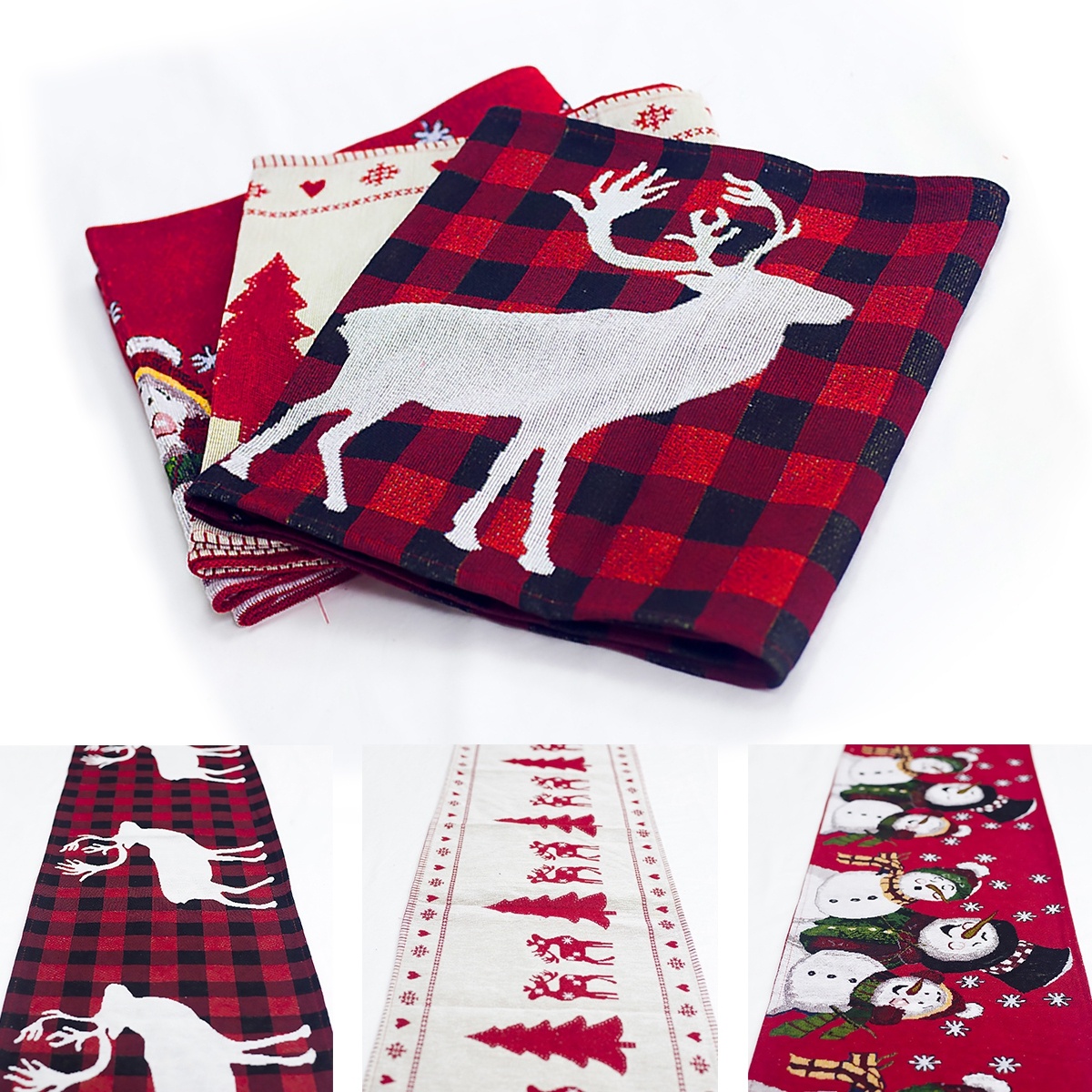 Christmas Elk Snowman Table Runner Merry Christmas Decorations - Image 9