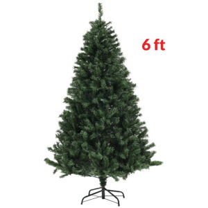 6ft Artificial Christmas Trees With Auto Open And Steel Base, Green