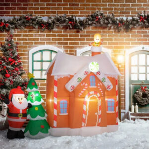 Inflatable Christmas Gingerbread House and Snowman