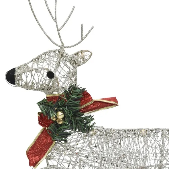 Reindeer & Sleigh Christmas Decoration 60 LEDs Outdoor Gold - Image 3