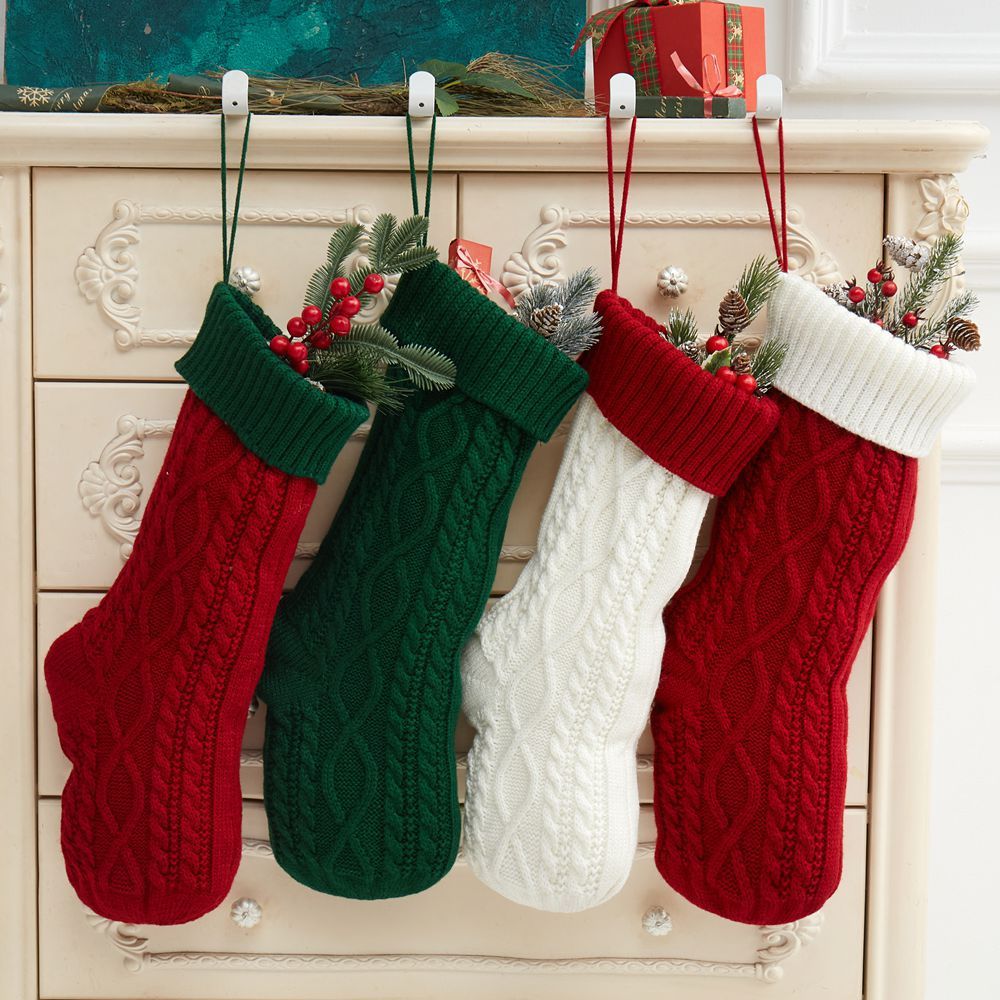 Knitted Christmas Decorations Wool Socks Gift Bag - Image 2