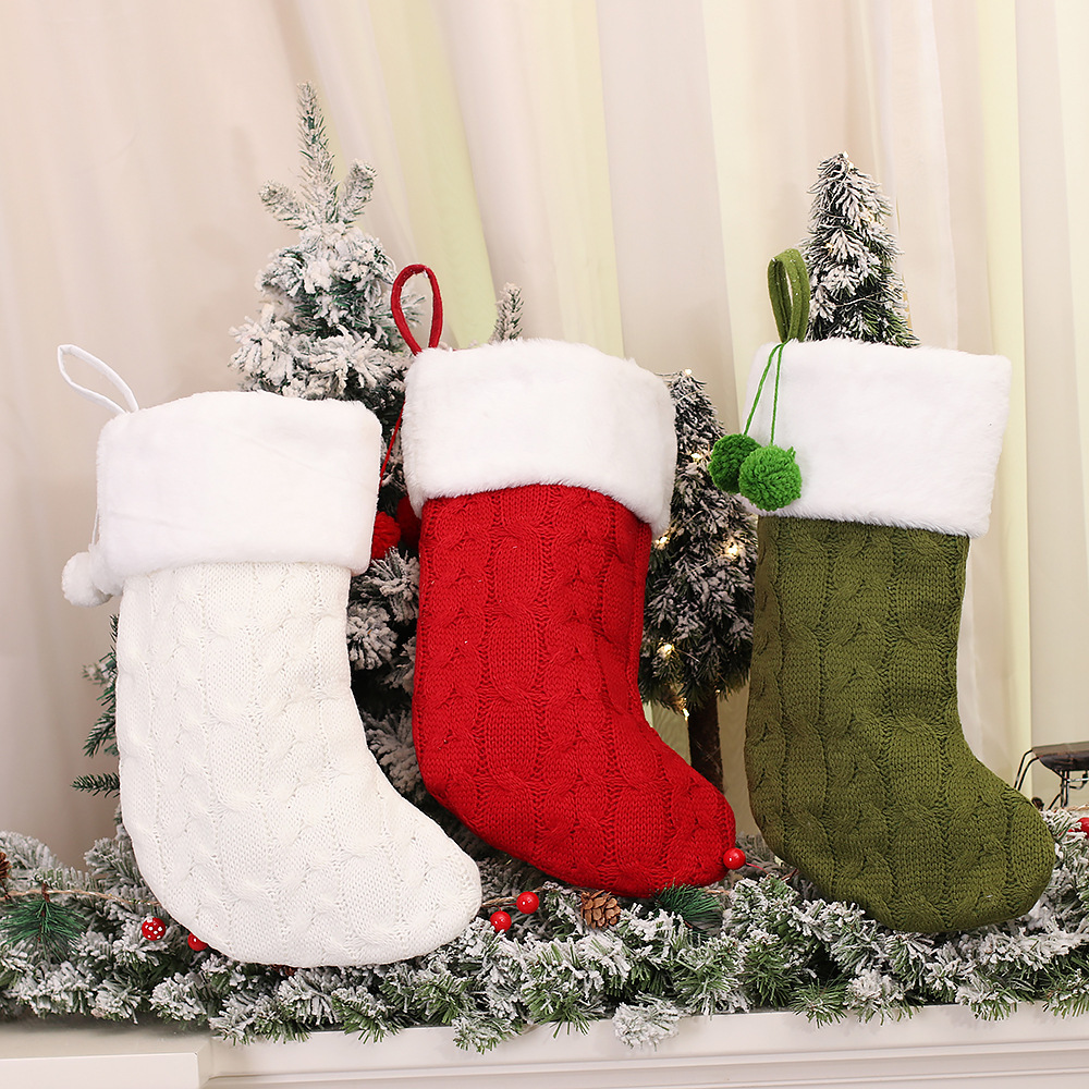New Christmas Ornaments Knitted Striped Wool Socks - Image 3