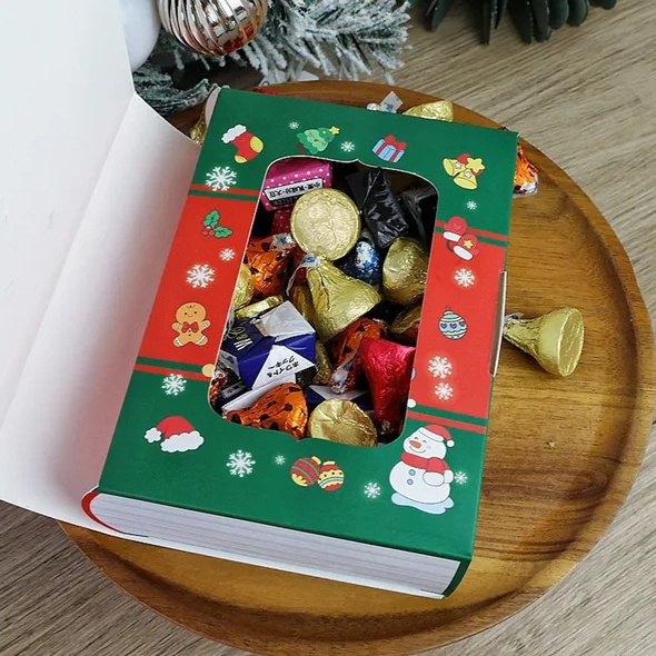 10 Pcs Christmas Candy Boxes Merry Christmas Santa Claus Xmas Tree Storybook Box Cookie Goodie Paper Treat Box For Christmas Gift Wrapping Holiday Party Supplies - Image 2