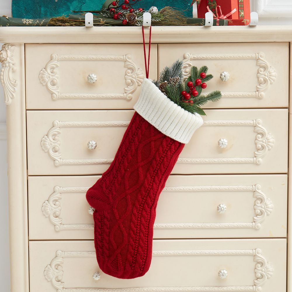 Knitted Christmas Decorations Wool Socks Gift Bag - Image 6