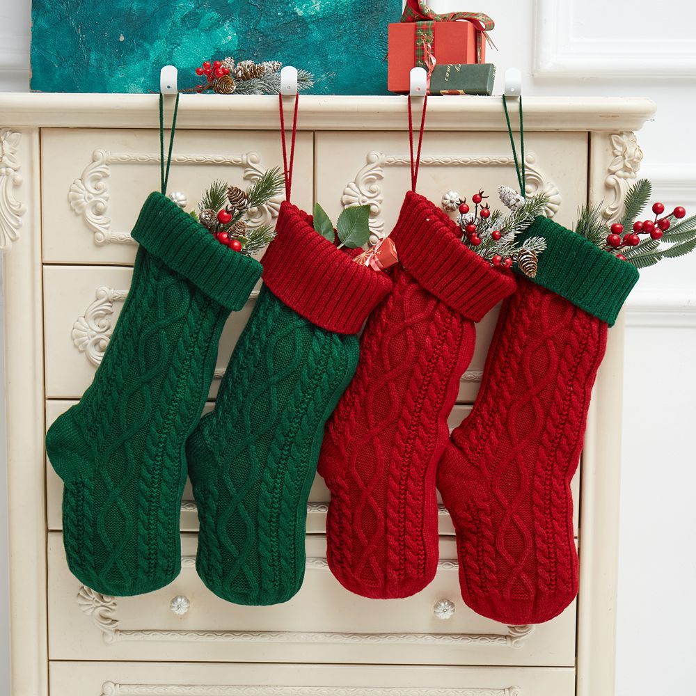 Knitted Christmas Decorations Wool Socks Gift Bag - Image 8