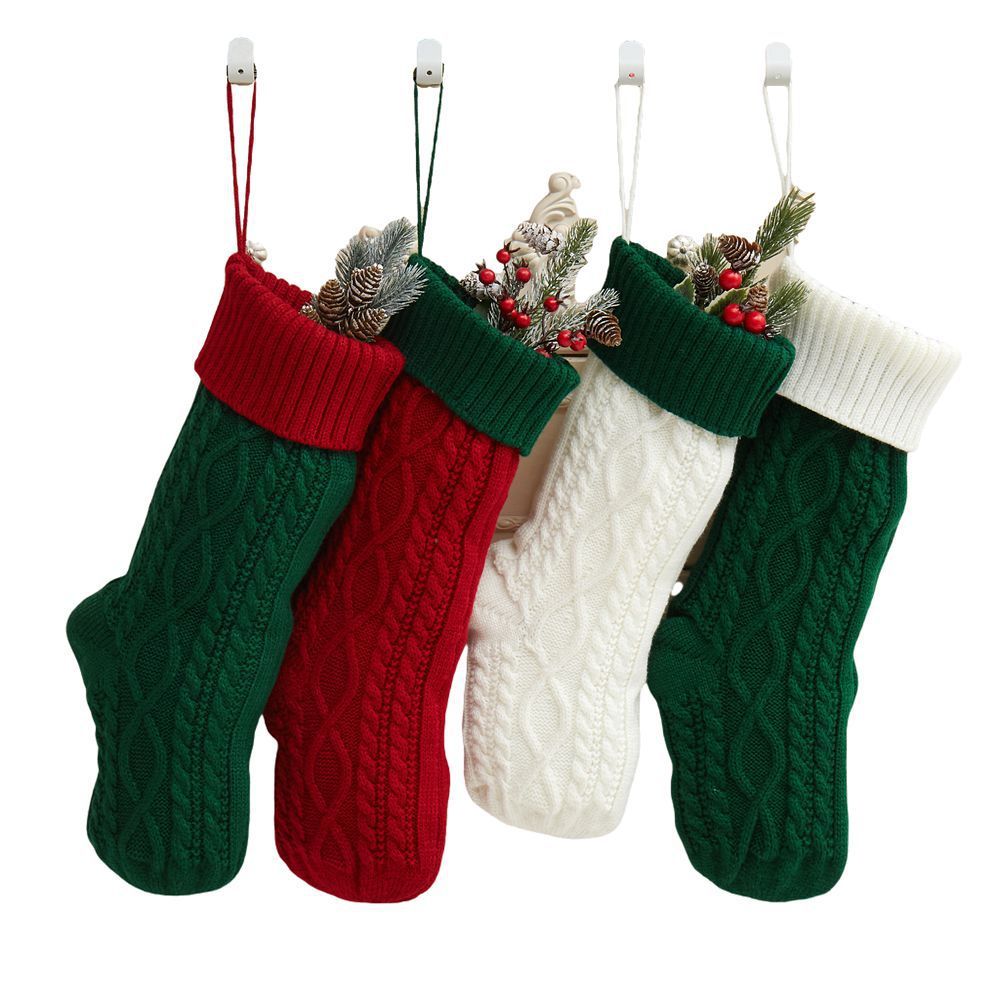 Knitted Christmas Decorations Wool Socks Gift Bag - Image 4